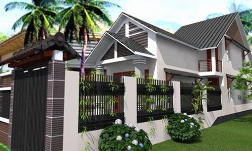 Nhà cấp 4 gác lửng thiết kế phần chữ L làm lối ra vào cửa hậu và tiện cho nơi để xe máy. Ảnh: Thietkenhadepmoi.