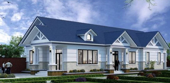 Nhà cấp 4 kiểu biệt thự trệt mái thái gồm 4 phòng ngủ cho gia đình đông người. Ảnh: Thietkenhadepmoi.