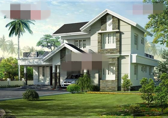 Nhà 2 tầng 90m2 nổi bật với kết cấu mái thái màu nâu sẫm. Ảnh: Angcovat.