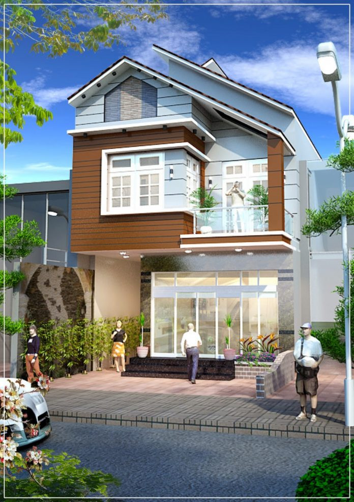 Không chỉ gây ấn tượng bởi gạch ốp bên ngoài, công trình còn khiến mọi người chú ý bởi thiết kế mái dốc đẹp. Ảnh: Internet.