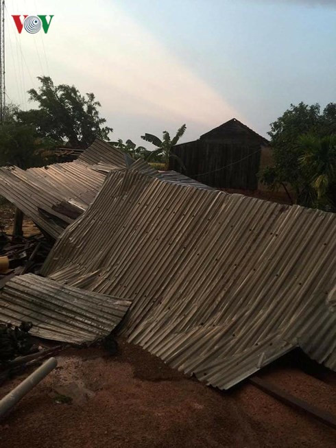 Mái tôn bị gió lớn thổi bay.