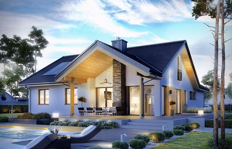 Mẫu nhà cấp 4 thiết kế dựa theo những mẫu biệt thự cao cấp mang lại sự sang trọng tuyệt đối cho gia chủ. Ảnh: Internet.