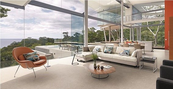 Gạch lát nền kích thước lớn tạo cảm giác không gian mở rộng hơn. Ảnh: Gachvietceramics.