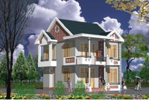 Biệt thự 2 tầng mái thái thiết kế nhiều cửa sổ tạo nên không gian mát mẻ và có được không khí trong lành từ khu vườn xinh đẹp bên ngoài. Ảnh: 2nhadep.