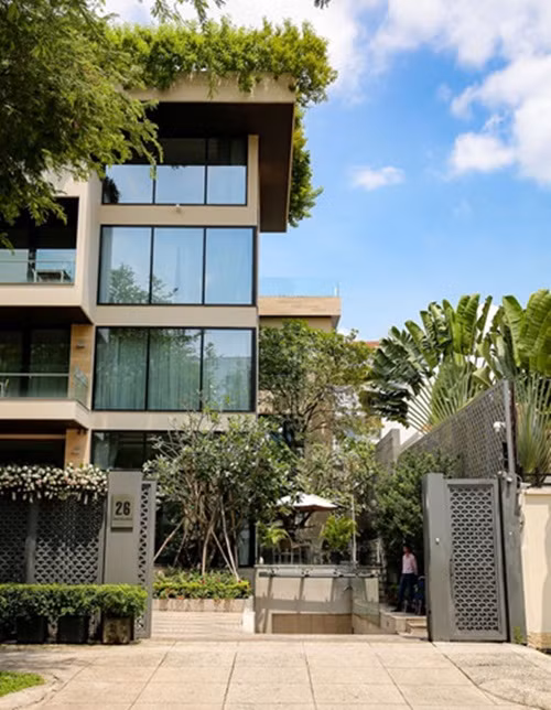 Trên sân thượng có hàng cây xanh mướt rủ xuống. Ảnh: Zing.