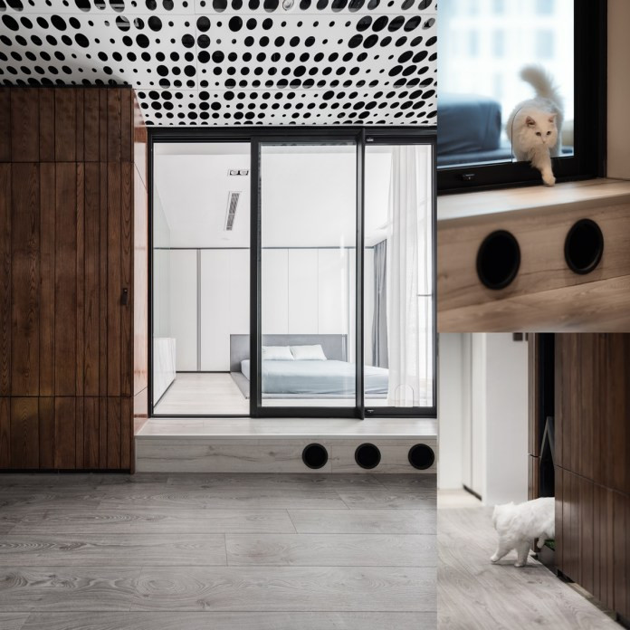 Trong căn hộ đặc biệt còn có nhà vệ sinh thiết kế riêng cho những chú mèo. Nguồn ảnh: Thien Thach.