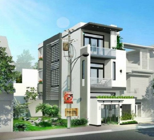 Nhà phố 3 tầng khang trang, bên trong có giếng trời cho cầu thang và cửa sổ lấy gió tự nhiên ngoài vào. Ảnh: Svhubtforum.