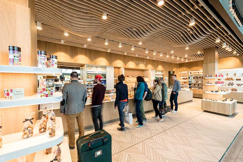  Đặt cửa nhiều cửa hàng ở bên phải. Hầu hết con người thuận tay phải và đều có xu hướng nhìn sang phải khi di chuyển. Lợi dụng thói quen này, trên đường đến ga, sân bay đặt hàng loạt cửa hàng.