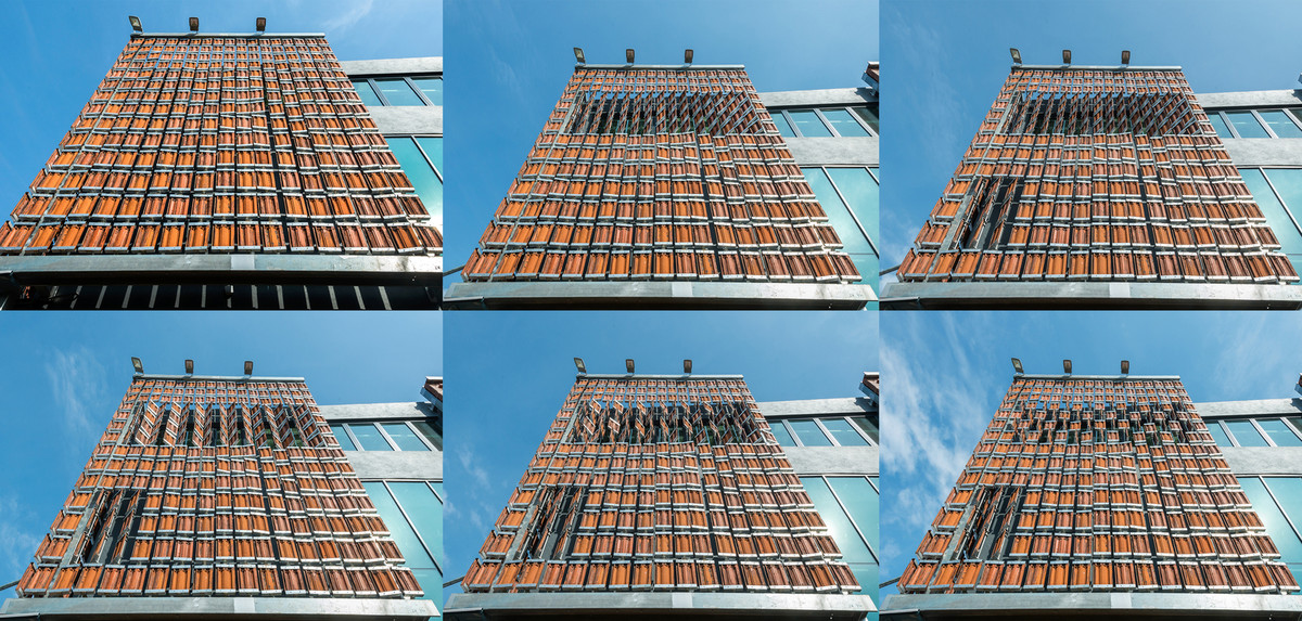 Những tấm ngói được chọn làm rèm che cho ngôi nhà.