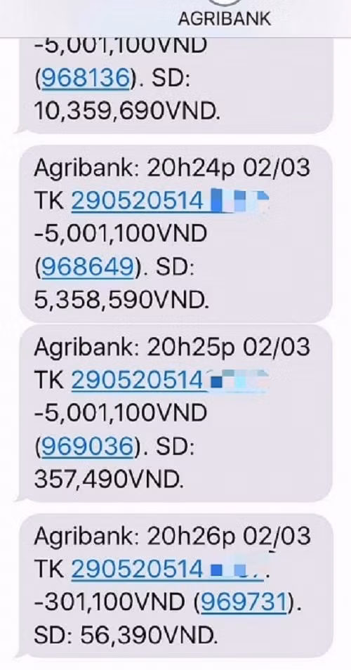 Tài khoản ATM của chị H bị rút hết tiền. Ảnh: Pháp luật & xã hội.