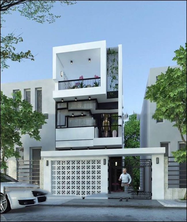 Gạch bông gió ở tầng 1 mang đến cái nhìn lạ mắt cho ngôi nhà. Ảnh: Internet.