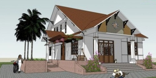 Nhà cấp 4 phong cách mái thái gồm 3 phòng ngủ – 1 phòng khách – nhà bếp và phòng ăn. Ảnh: Thietkethicongnhadep.