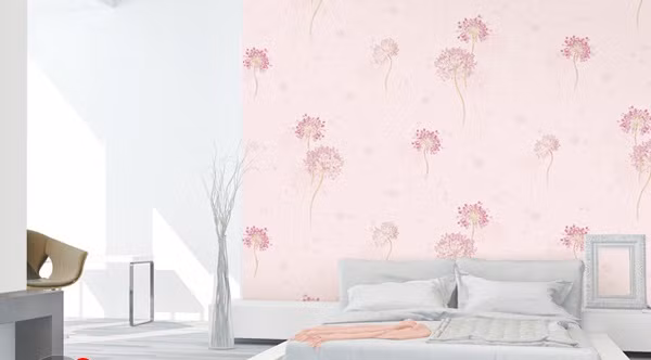 Giấy dán tường hoa mỏng cho phòng ngủ tạo cảm giác dịu dàng. Ảnh: Giaydantuongtphcm.