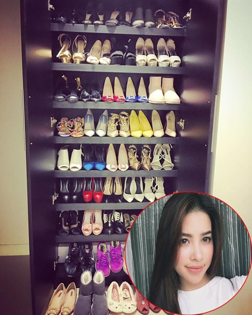 Kho đồ hiệu của Hoa hậu Phạm Hương ước tính lên tới hàng tỷ đồng. Từ váy áo, giày dép cho đến túi xách... đều thuộc các thương hiệu nổi tiếng nhất thế giới. Ảnh: Phununet.