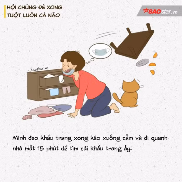 Quái lạ, cái khẩu trang có gì quý báu mà vừa quay đi là bị thó mất thế này.