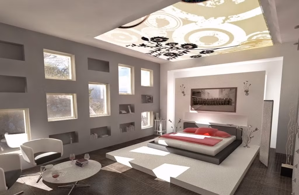 Trần xuyên sáng kết hợp thạch cao phù hợp với căn hộ nằm giữa không gian bao la. Ảnh: XaydungTP.