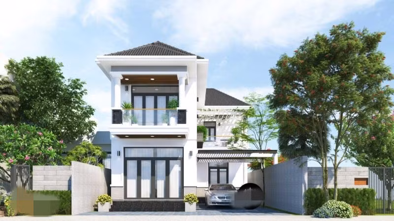 Mẫu biệt thự mái thái mang vẻ sang trọng và đặc biệt tạo được sự thoải mái hài hòa với không gian. Ảnh: Neohouse.