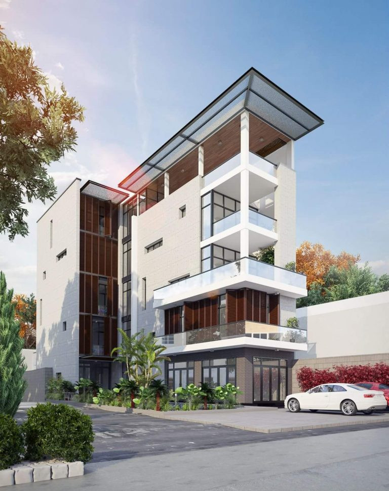 Nhà ống 4 tầng sở hữu kiến trúc hoàn hảo với đường nét sắc sảo. Ảnh: Xaynhasaigon.