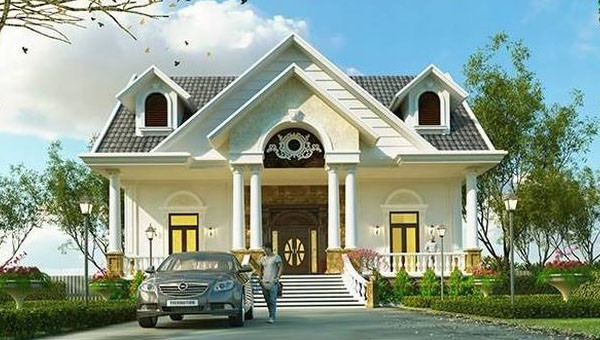 Biệt thự sân vườn mini trệt 1 tầng kiến trúc kiểu pháp kết hợp với Á Đông. Ảnh: Thietkenhadepmoi.