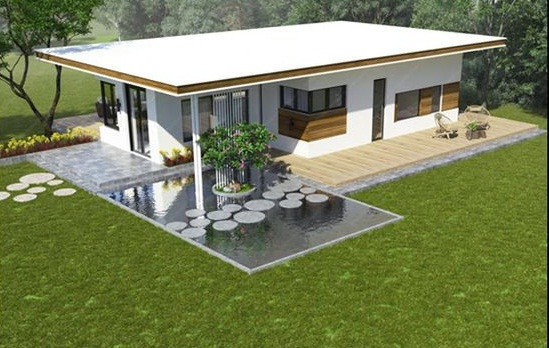 Mẫu nhà 1 tầng mái bằng đơn giản, tối ưu hóa diện tích để nới rộng không gian sống. Ảnh: Kientrucnhadep24h.