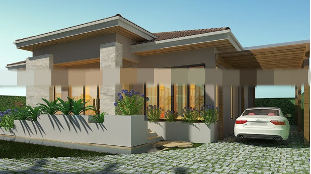 Nhà vườn 1 tầng cổ kính, thanh lịch bởi mái dốc, gạch ốp cao cấp màu nâu sẫm. Ảnh: Nhadepktv.