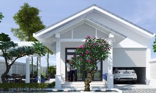 Không cần diện tích rộng, gia chủ vẫn sở hữu một khoảng không phía ngoài vườn nhỏ xinh, xanh mướt. Ảnh: Kientrucnhadep24h.