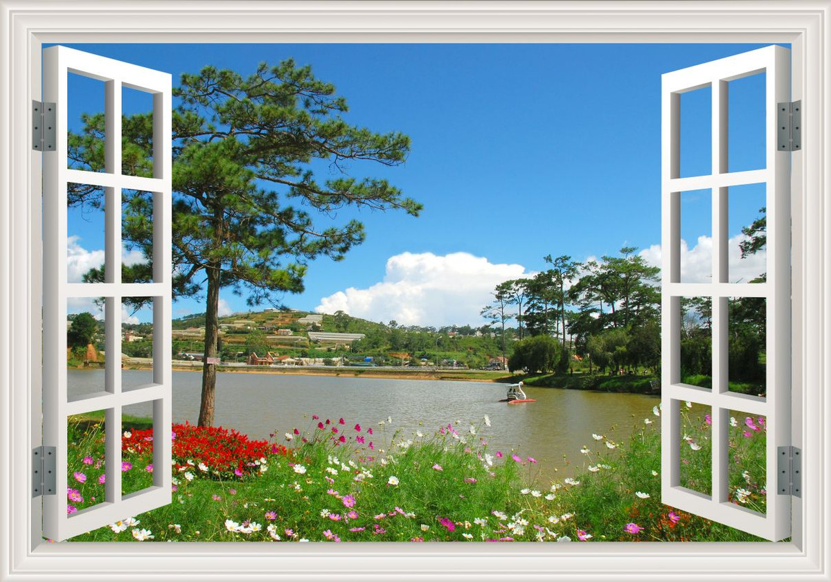  Giấy dán tường với gam màu xanh lá, cốm hay phong cảnh thiên nhiên mang đến cảm giác mát và thoáng cho căn phòng. Ảnh: Bindo.