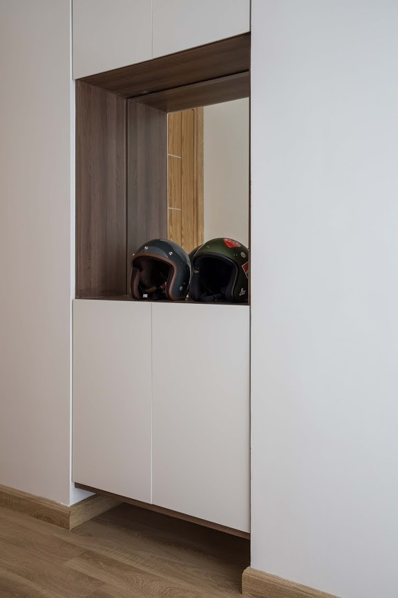 Tủ đồ phẳng, không tay cầm xuất hiện khắp căn hộ hiện đại.