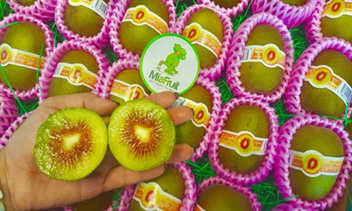 Mỗi kg kiwi Nhật Bản có khoảng 7 quả. Tính ra, mỗi quả kiwi này có giá hơn 200.000 đồng. Ảnh: FB Mia Fruit.