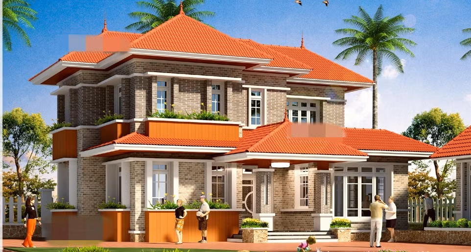 Biệt thự nhà vườn trên diện tích 100m2, có chi phí đầu tư xây dựng 950 triệu đồng. Ảnh: Nhasang.