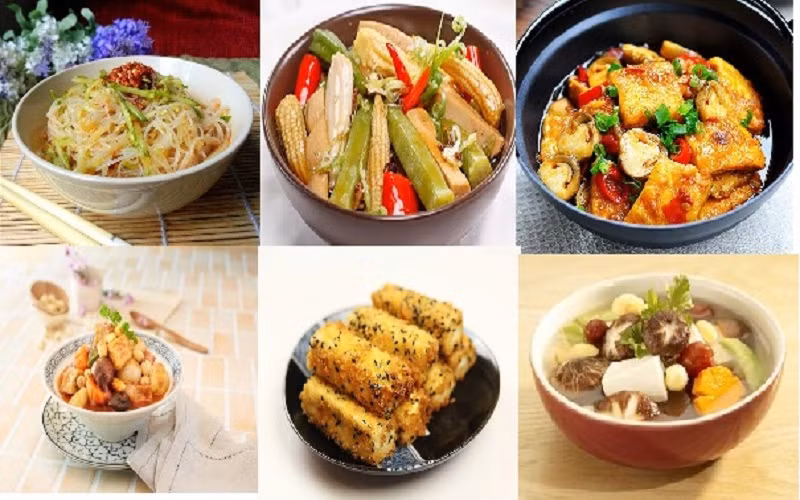 Hiện, dịch vụ nhận đặt mâm cỗ chay bắt đầu hút khách. Các nhà hàng chay cũng tung ra nhiều chương trình khuyến mãi hấp dẫn. Giá mâm cỗ chay dao động từ 500.000 đến hơn 1 triệu đồng/mâm. Ảnh: Happytrade.