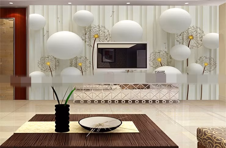 Giấy dán tường 3D với gam màu trắng sáng, nhẹ nhàng và tươi tắn cho cảm giác dễ chịu. Ảnh: Noithatxinh.