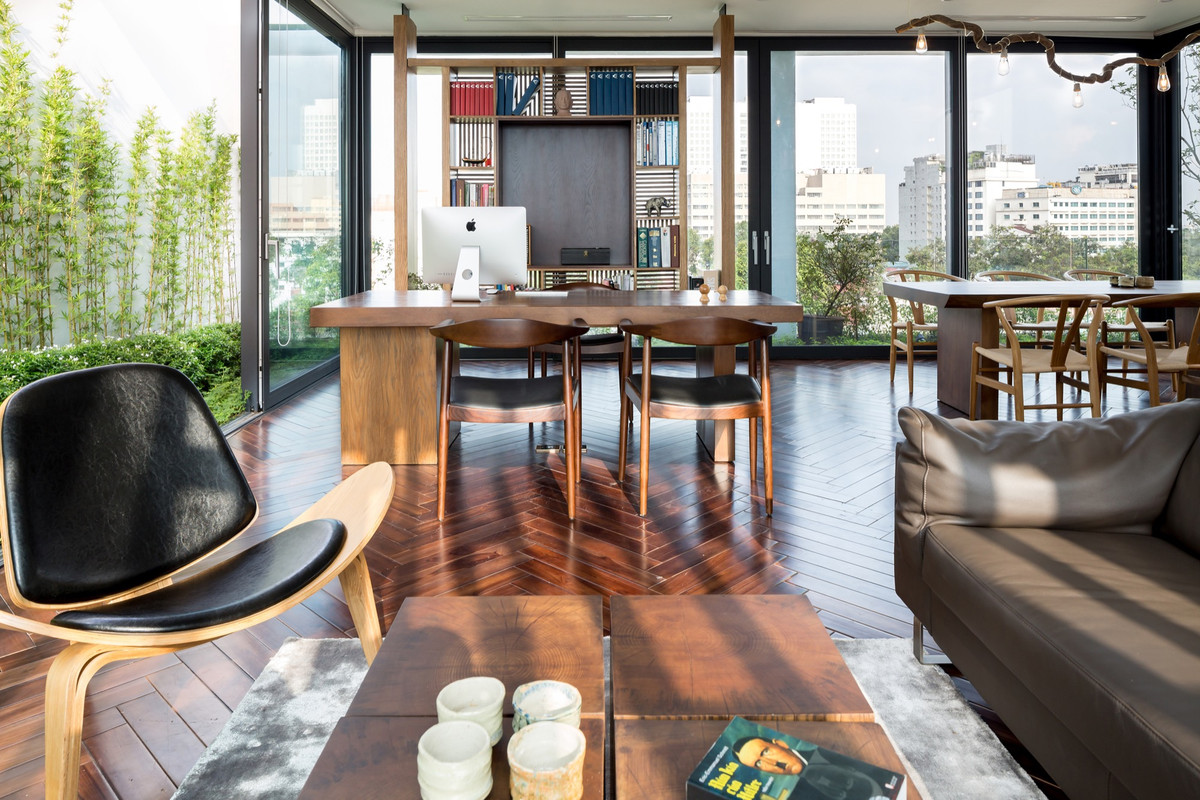 Mọi góc trong nhà đều có thể nhìn thấy cây xanh.