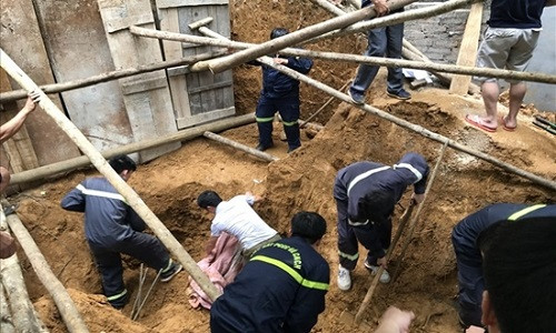 Hiện trường vụ sạt lở. Ảnh: Vũ Hải