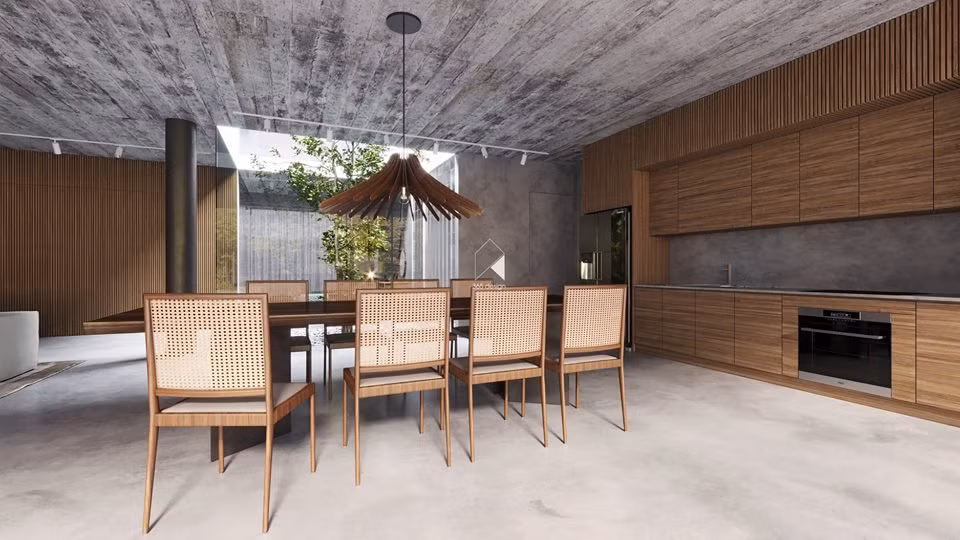 Tủ bếp chữ I bằng gỗ cho không gian phòng bếp thêm thân thuộc.