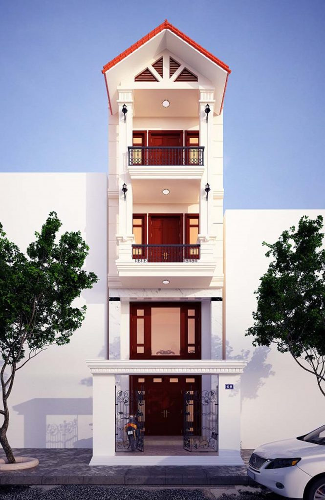 Nhà phố tân cổ điển là xu hưởng cho những gia chủ ưa hoài cổ. Ảnh: Arcviet.