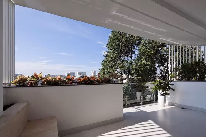 Sân thượng ngập nắng và cây xanh. Nguồn ảnh: Song Phát Construction