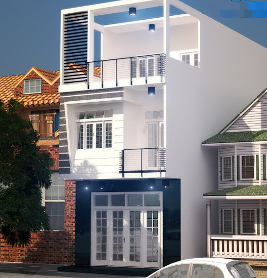 Nhà ống 3 tầng tràn ngập ánh sáng với tông màu trắng nổi bật, mang nét rất riêng.