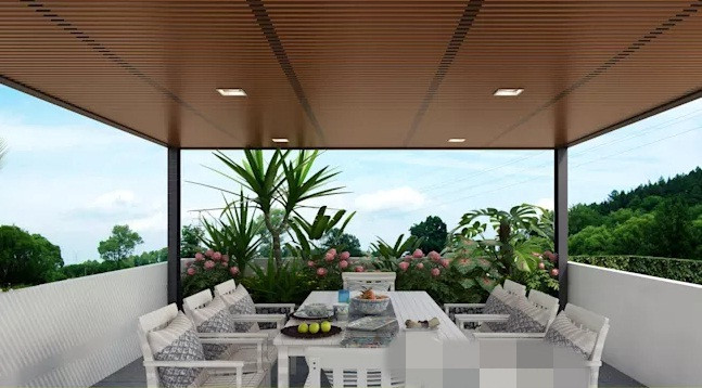 Phòng ăn thiết kế mở trên tầng thượng. Nguồn ảnh: UK Design Studio.