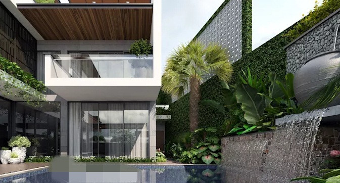 Thác nước với thiết kế độc đáo.