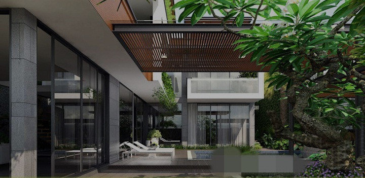 Hiên nhà được trang bị mái che tránh mưa nắng nhưng vẫn đảm bảo ánh sáng có thể xuyên qua.