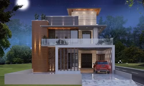 Kiến trúc ấn tượng, sử dụng nhiều loại vật liệu và bề mặt khác nhau tạo nên một mẫu nhà hiện đại tuyệt đẹp. Ảnh: Moon Arc.