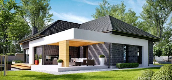 Được trang trí theo phong cách hiện đại, ngôi nhà 1 tầng kiểu biệt thự vườn sẽ là lựa chọn phù hợp với nhiều người. Ảnh: Homekoncept.