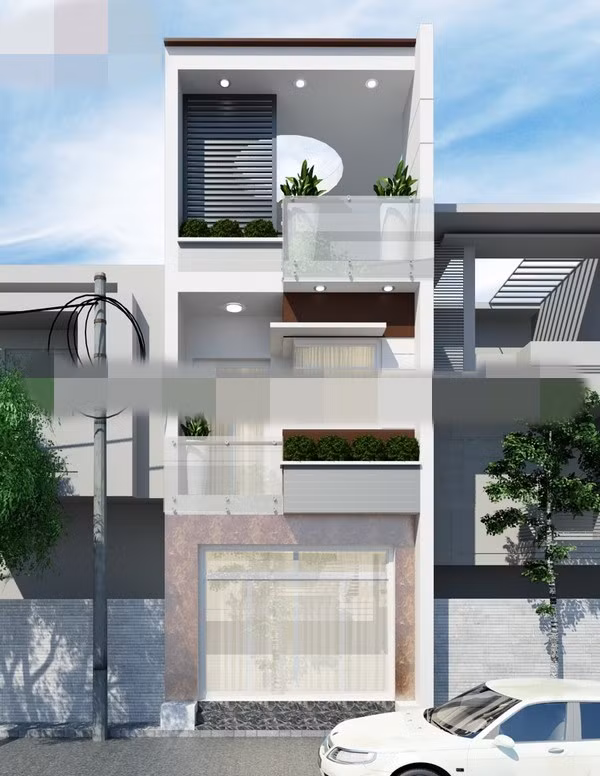 Ngôi nhà 2 tầng đẹp hiện đại với những khối hình học thể hiện sự khỏe khoắn, trẻ trung. Ảnh: Kientrucnhaviet.