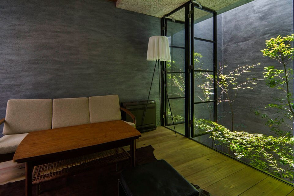 Nhờ khu vườn đứng mà phòng khách luôn ngập tràn ánh sáng.