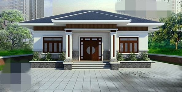 Mẫu thiết kế nhà cấp 4 mái thái 400 triệu đồng trên diện tích 140m2. Ảnh: Arcviet.