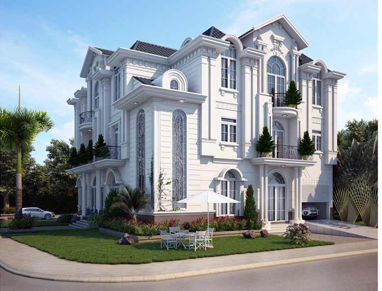  Biệt thự cổ điển 3 tầng kiểu Pháp được trang trí khá tỉ mỉ và công phu từ gờ, phào chỉ đến các cột trụ với chi phí hơn 1,5 tỷ đồng. Ảnh: Thanglongarc.