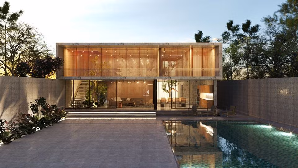 Biệt thự 2 tầng gây ấn tượng với thiết kế bể bơi ngoài trời rộng rãi như các resort hạng sang.