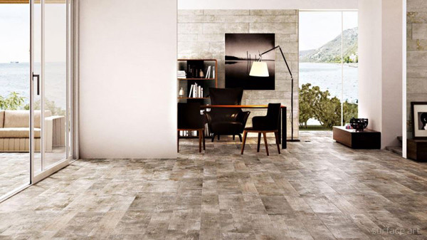 Gạch màu xám kết hợp nội thất đen trắng cho không gian hiện đại, tinh tế. Ảnh: Green River.