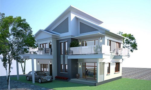 Biệt thự vườn mái lệch theo phong cách hiện đại, vô cùng thoáng đãng. Ảnh: Dti.